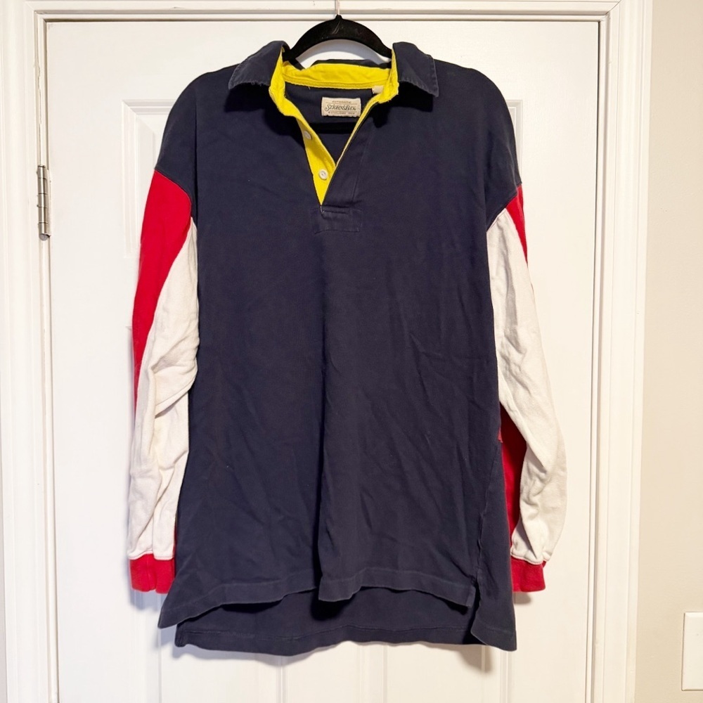St. John’s Bay vintage 90s quarter button up style color block pullover.